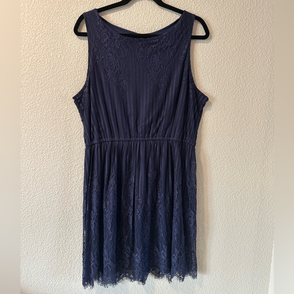 Xhilaration Navy Lace Sleeveless Dress (Size XL)